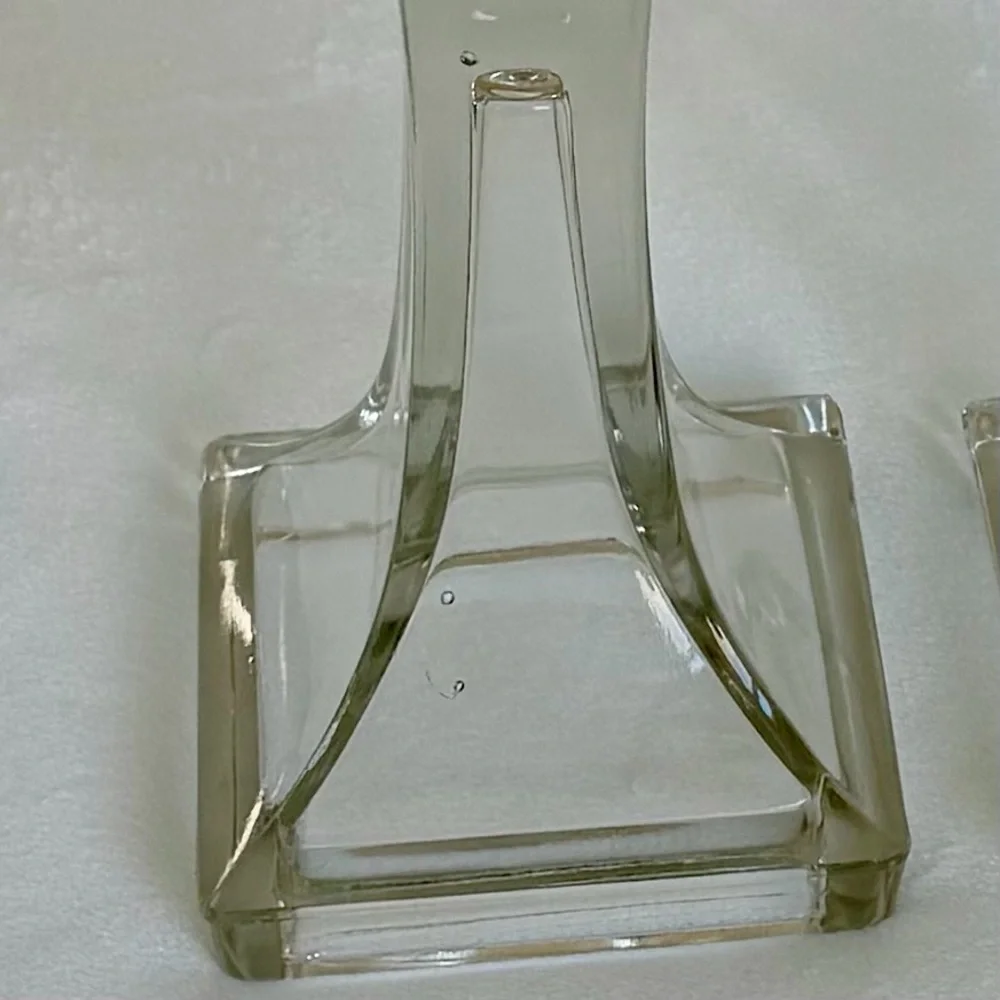 Vintage Clear Glass Candle Holders, Set of 2